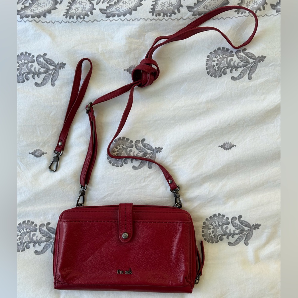 the Sak small red leather purse. Crossbody or hand bag